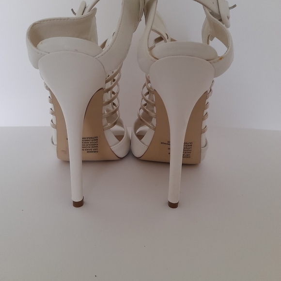 White and Gold Strappy Sandals - Picture 2 of 8